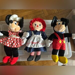 ❌SOLD❌Mickey Mouse Mini Mouse Raggedy Ann Dolls